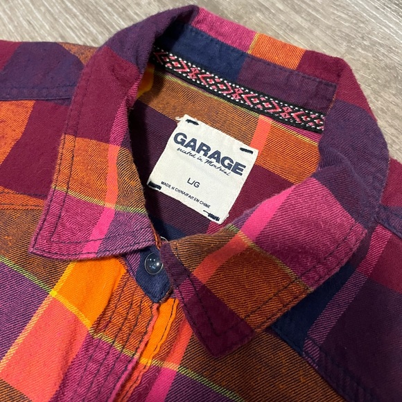 Garage Plaid Cotton Snap Flannel Shirt - Picture 5 of 6